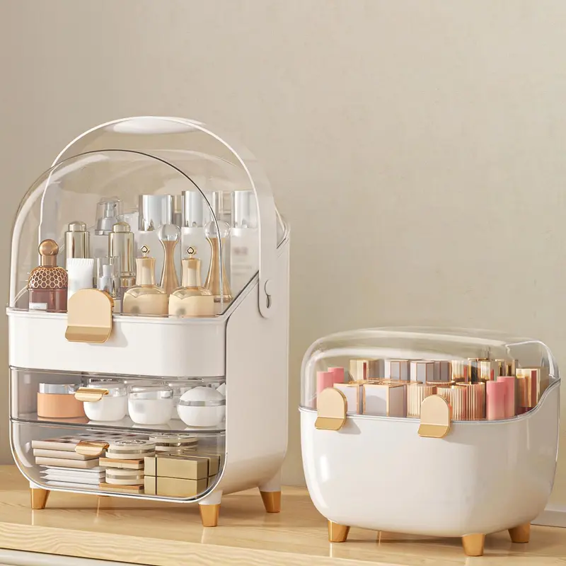 Anylady Organisateur Maquillage Rose Doré – Porte Rouge à Lèvres et Rangement Soin Visage