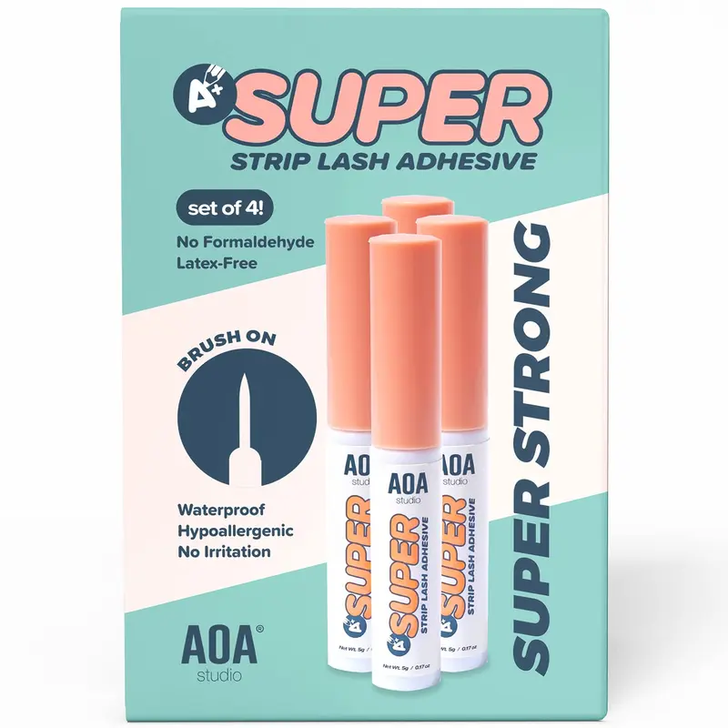 AOA Studio Colle Cils Strip – Transparent, Étanche, Sans Latex – Lot de 4 × 5 ml