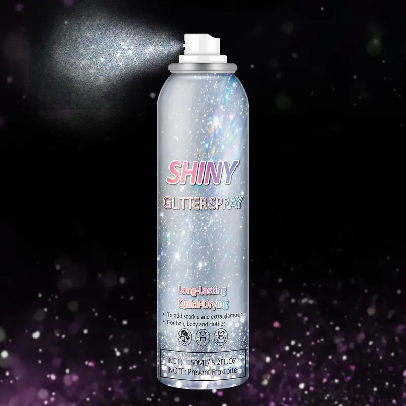 AOAZXBB Brume pailletée corporelle holographique – Éclat durable pour cheveux, peau et vêtements – 150 ml – Arc-en-Ciel Argenté