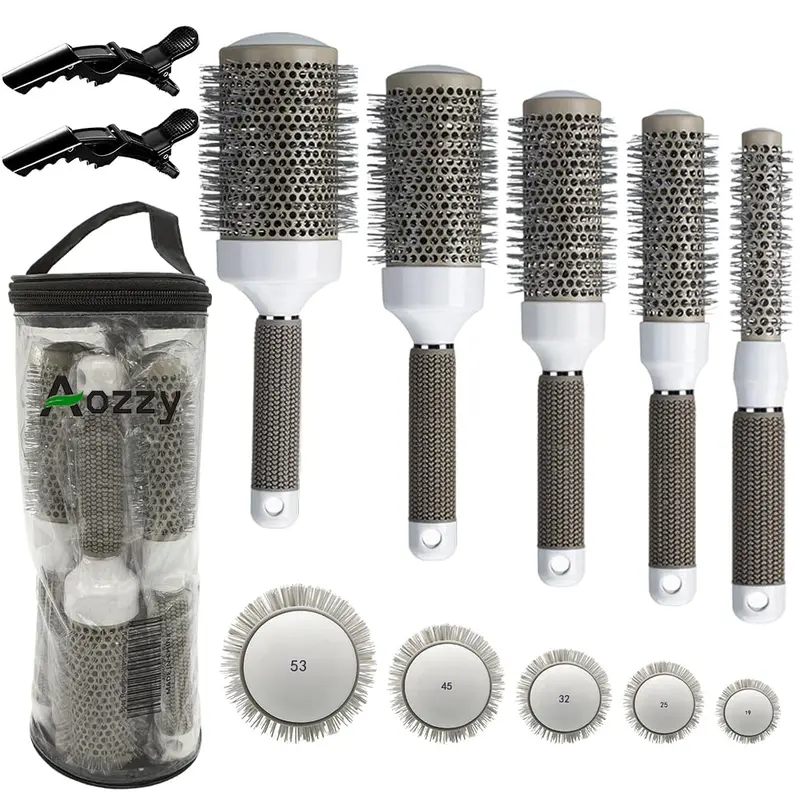 Aozzy – Ensemble de brosses rondes en céramique ionique pour séchage et boucles, 5 tailles (19–53 mm)
