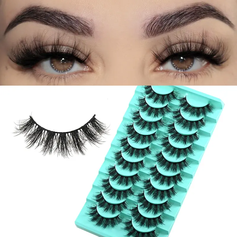 APCYUST Cils Effilés Naturels en Faux Mink – 17 mm, Regard Poupée, Bande Douce, Lot de 10 Paires