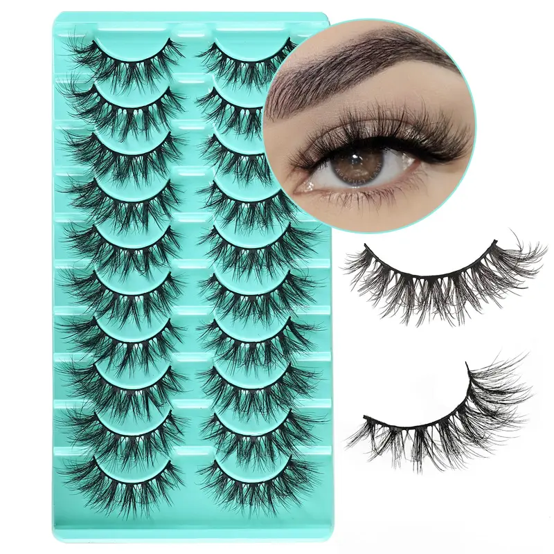 APCYUST Cils Mink - Regard Œil-de-Chat Demi-Wispies | Faux Cils 10 Paires