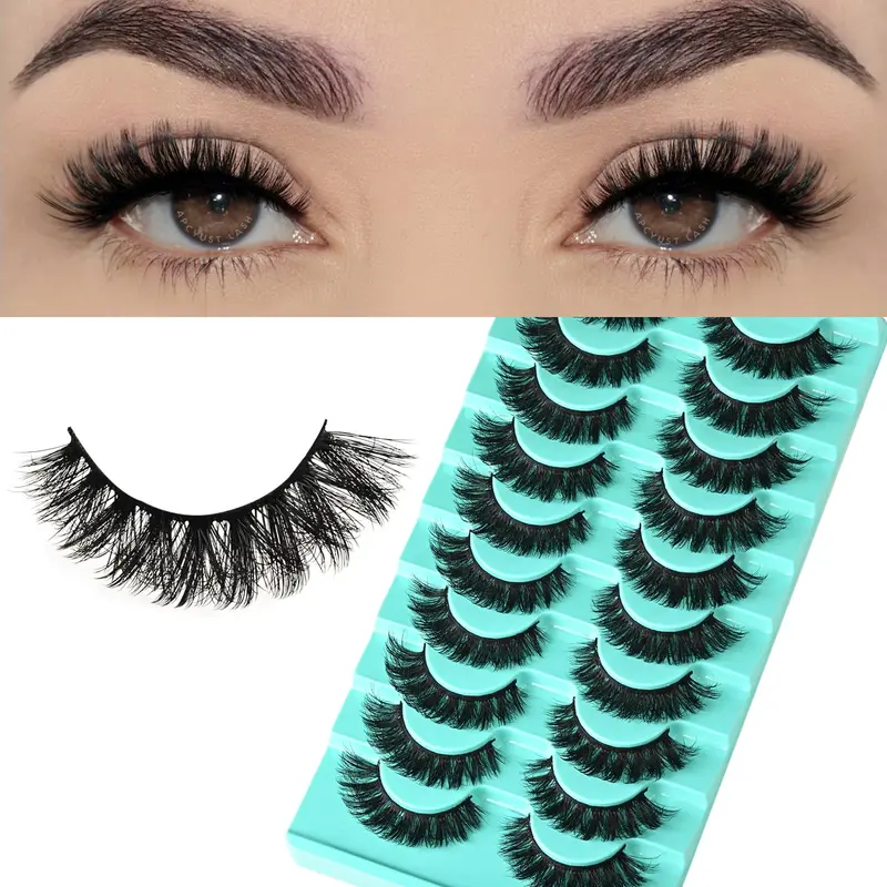 APCYUST Cils Volume en vison – 10 Paires, Regard Œil-de-chat Naturel