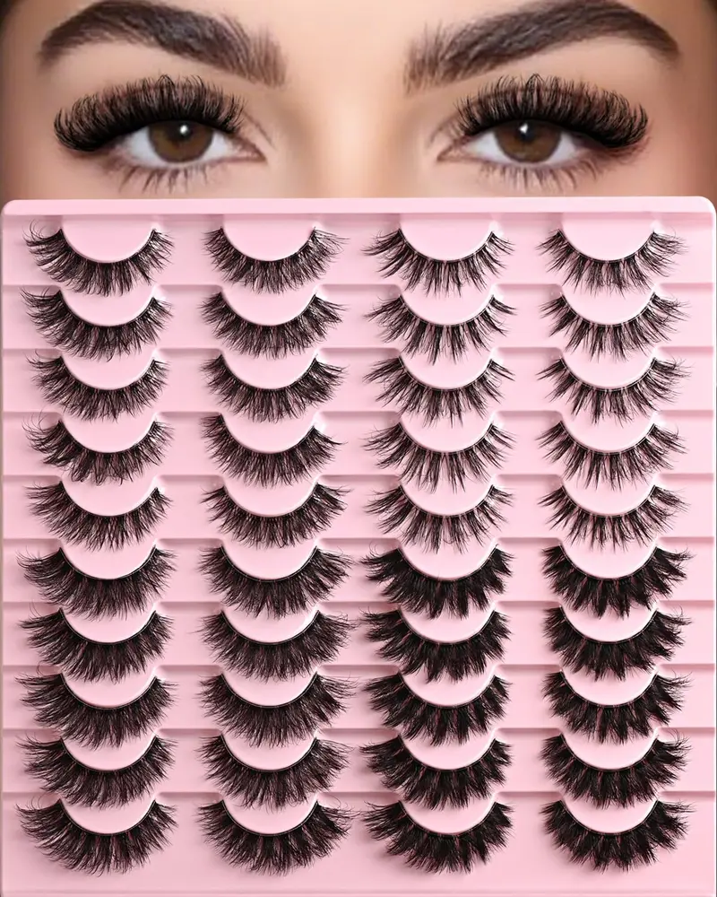 APCYUST Cils Wispy – Faux Cils Cat Eye, 4 Styles, Bande Invisible, Lot de 20 Paires