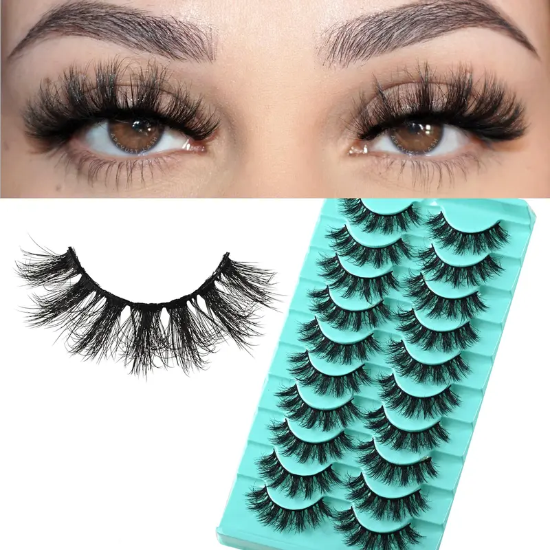 APCYUST Cils Wispy Manga 16 mm – Faux Cils en Fibre Synthétique, Volume Plein, Bande Douce, 10 Paires
