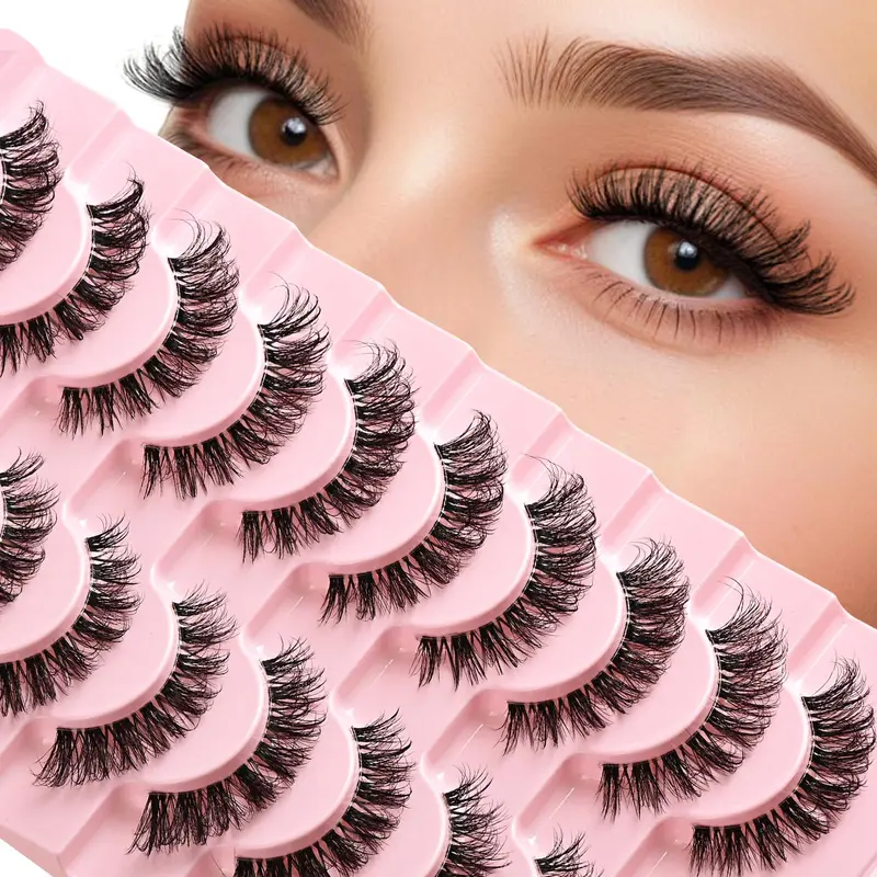 APCYUST Faux Cils – Effet Plumage, Regard Chat Naturel, 10 Paires, Bande Invisible