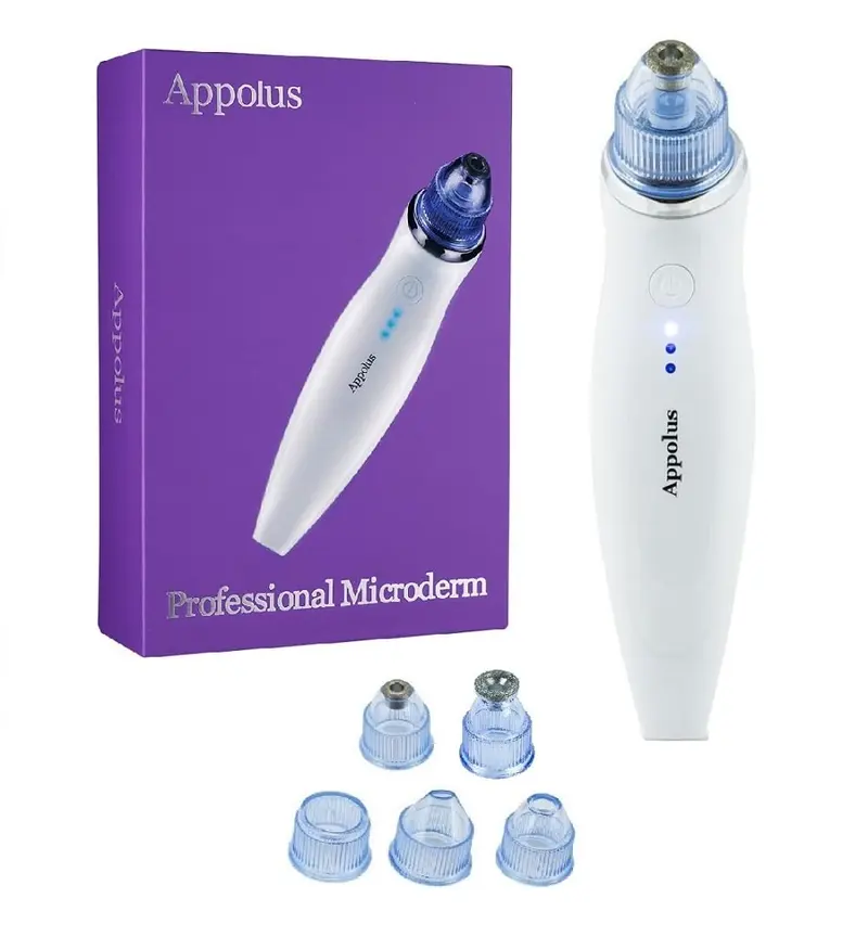 Appolus Microdermabrasion Professionnelle – Outil diamant, 2 embouts, 5 têtes