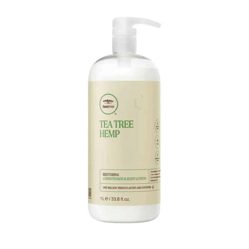 Après-shampoing et lait hydratant Tea Tree Hemp Restoratif – 2-en-1 pour tous types de cheveux | 1000 ml