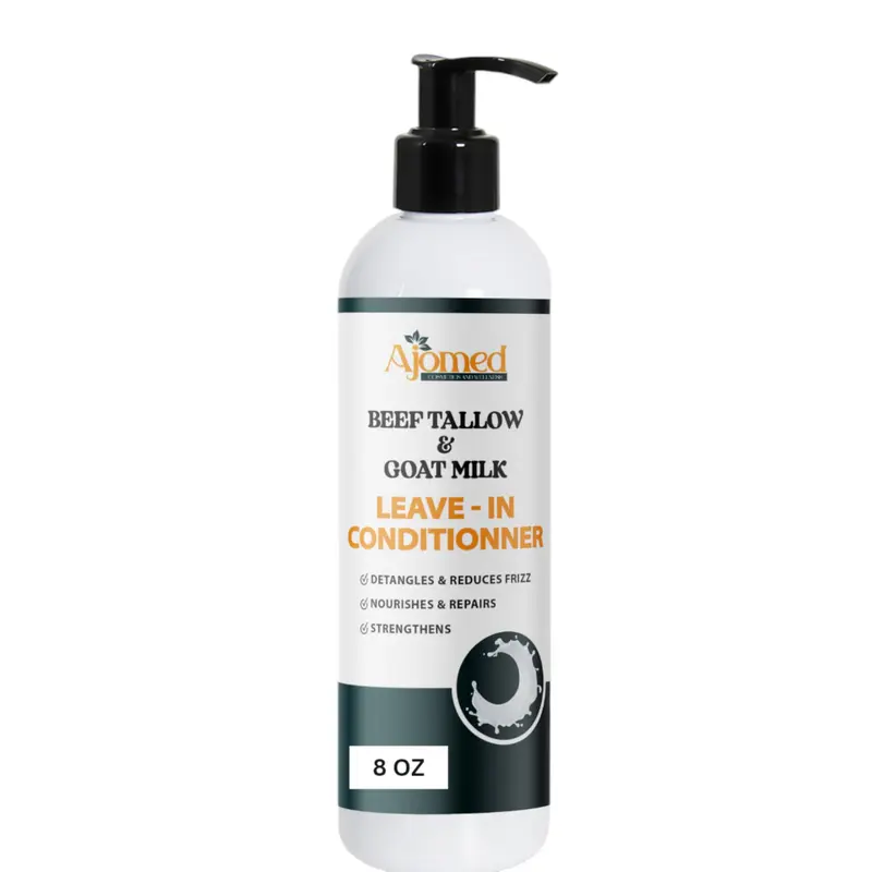 Après-shampoing sans rinçage au suif de bœuf et lait de chèvre – Démêlant fait main (236 ml)