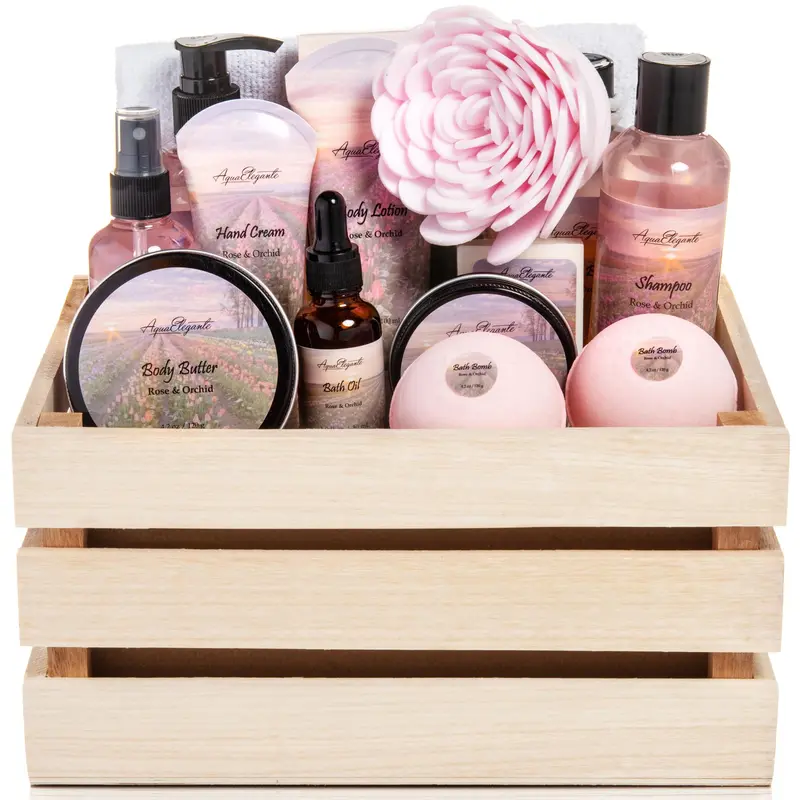 Aqua Elegante - Coffret Spa Luxe Rose et Orchidée | Kit Spa Complet