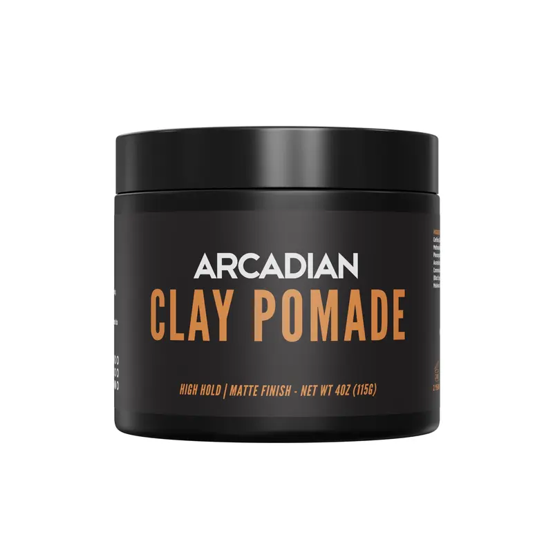 Arcadian Grooming Clay Pomade – Finition Matte Végan, Tenue Forte, 4oz
