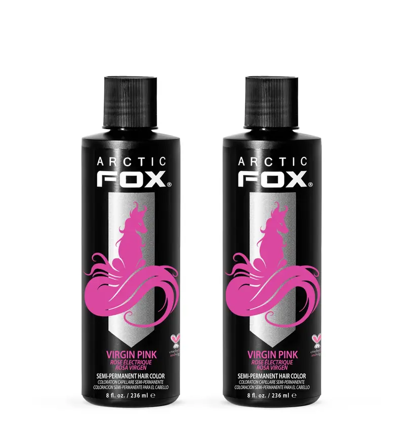 ARCTIC FOX Virgin Pink – Coloration semi-permanente rose vif, vegan et sans cruauté, sans ammoniaque, longue tenue – 8 oz (pack de 2)