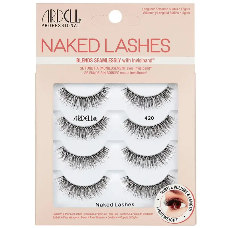 Ardell Naked Lashes 420 Multipack – 4 Paires, Look Naturel, Invisiband Confort