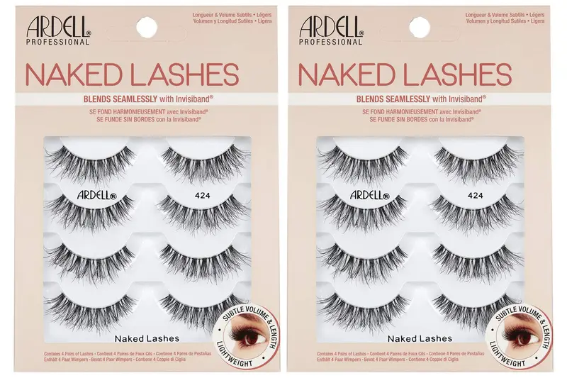 Ardell Strip Lashes – Cils Naturels #424 avec Invisiband, 4 paires x 2-pack