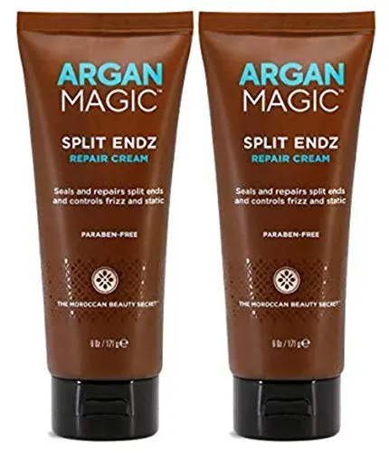 Argan Magic Split Endz Repair Cream – Répare instantanément les pointes fendues et contrôle les frisottis | Sans parabènes, non testé sur animaux (6 oz / lot de 2)