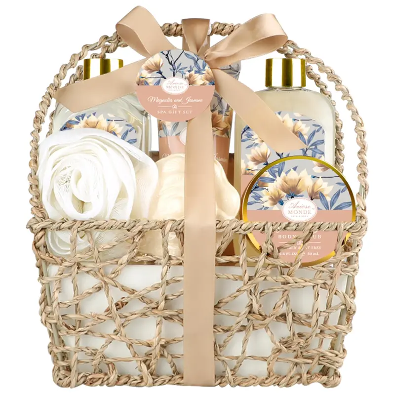 ArioseMonde Coffret Spa Maison pour Femme — Panier Cadeau Bain Magnolia & Jasmin