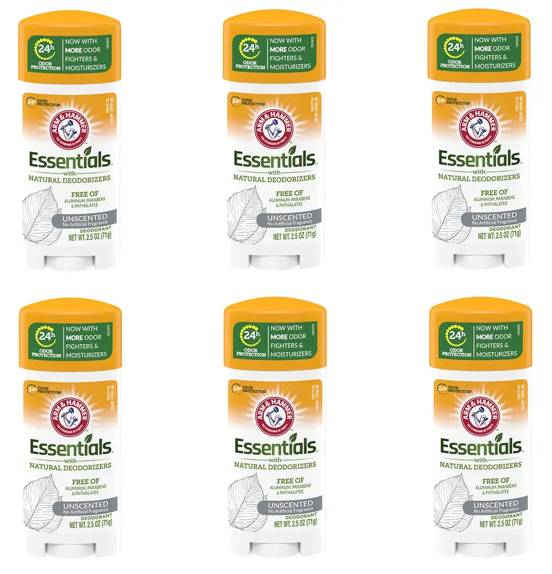 Arm & Hammer Essentials Déodorant Solide Sans Parfum – 6 unités, 70 g