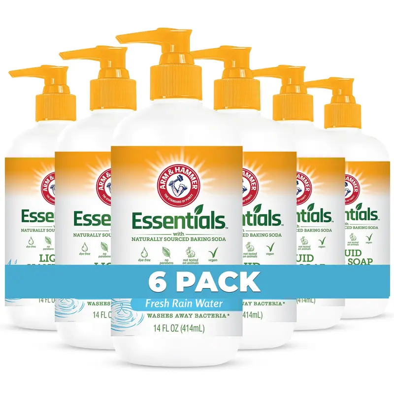 Arm & Hammer – Lot de 6 Savons Liquides pour Mains, Senteur Fraîche de Pluie, 414 ml