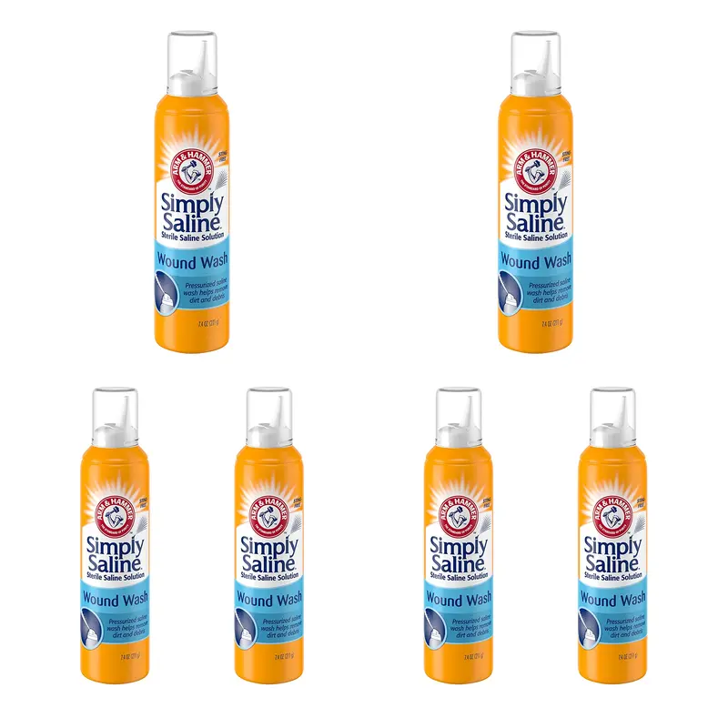 Arm & Hammer Simply Saline – Solution saline pour plaies, pulvérisation continue, 7,4 oz, pack de 6