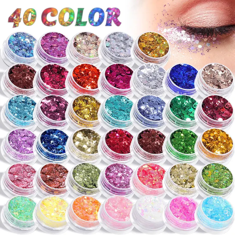 AROIC Paillettes Corps – 40 Coloris | Maquillage Festif et Brillance dans l'obscurité, Yeux et Visage