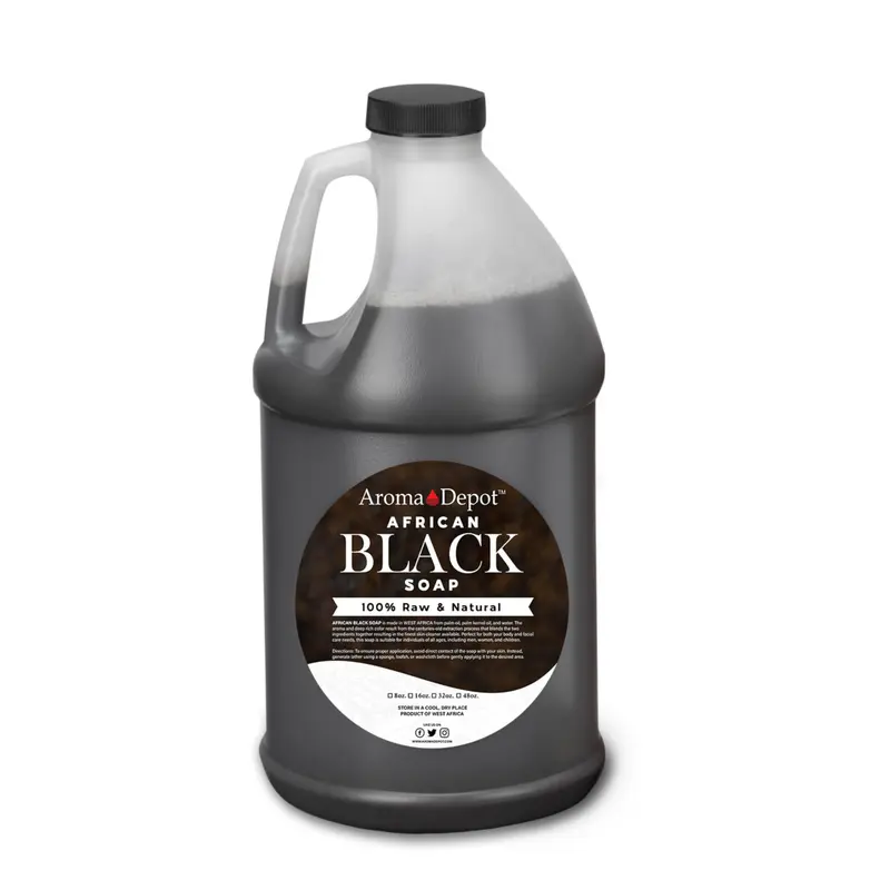 Aroma Depot Savon Noir Africain Liquide Brut – 1/2 Gallon, 100% Naturel, Visage et Corps, Fait Main (Ghana)