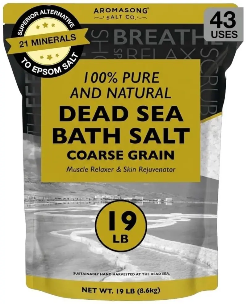Aromasong Sel de Mer Morte pour Bain – Gros Grains, 19 Livres, Pack Réutilisable, Peau plus Douce