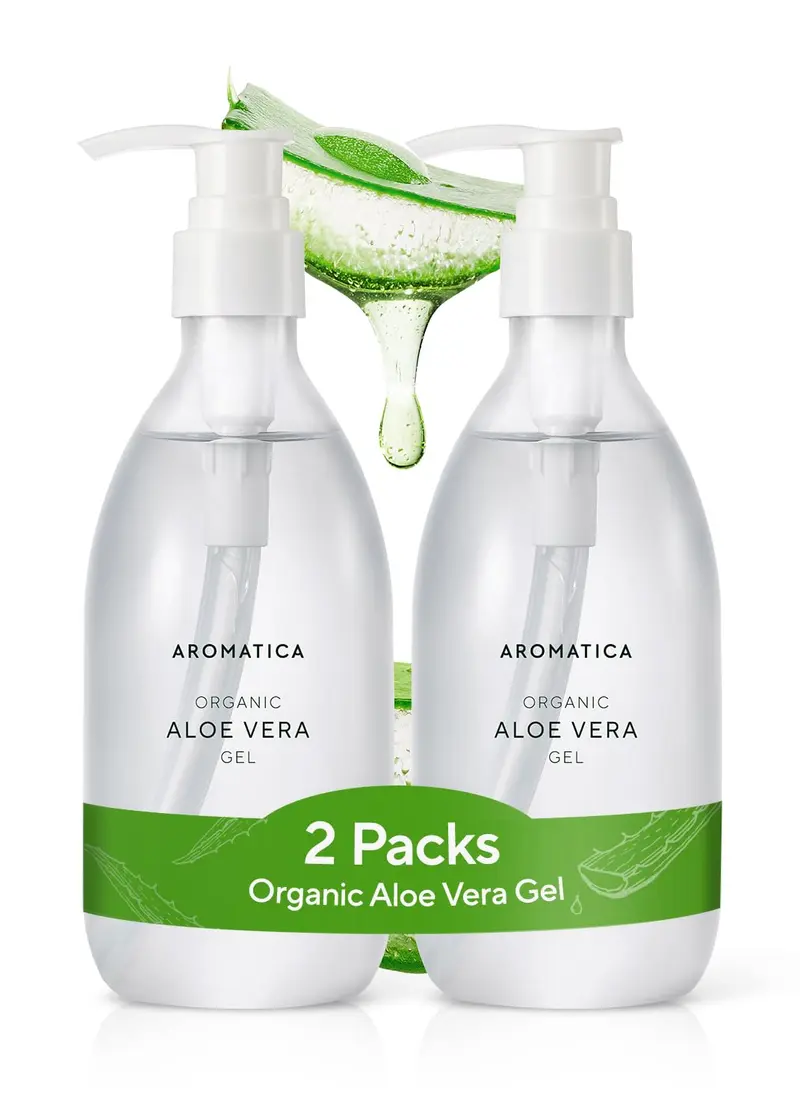 AROMATICA Gel Aloe Vera Bio (2 packs) – Soin Après Soleil et Hydratation Visage & Cheveux – Vérifié EWG