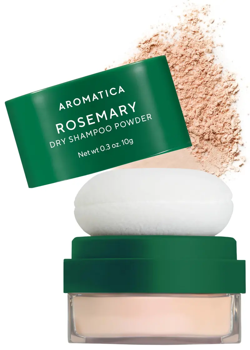 AROMATICA Rosemary Dry Shampoo Powder – Format voyage 10 g, volumé et absorption d’huile, sans talc