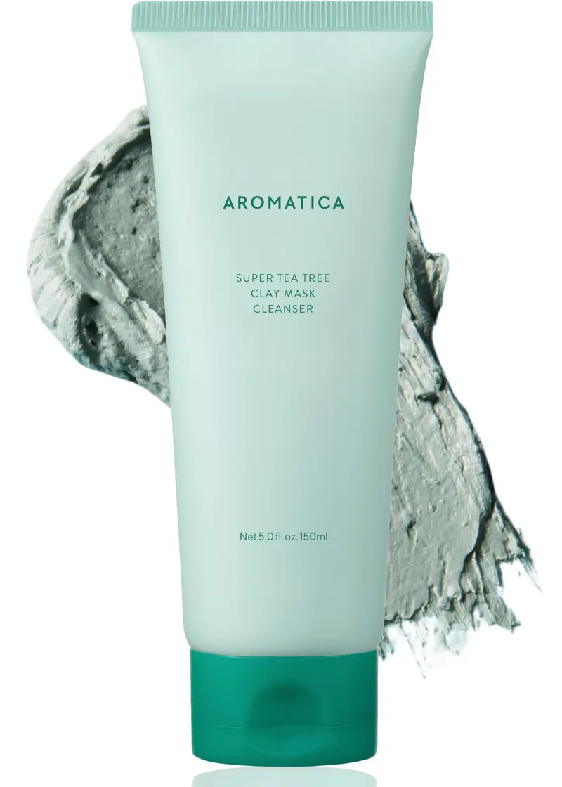 AROMATICA Super Masque Argile Tea Tree – Nettoyage 2-en-1 et Purification des pores