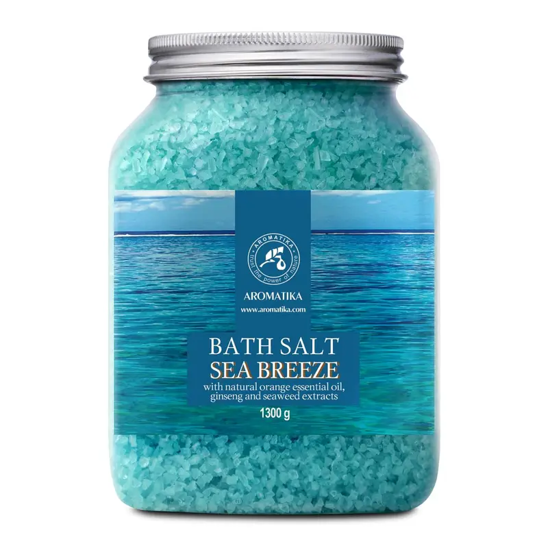AROMATIKA Sel de Bain 1,3 kg – Brise de Mer, Sels marins naturels pour relaxation et sommeil