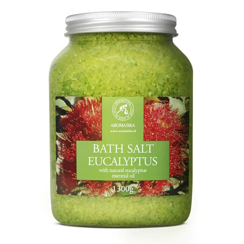 AROMATIKA Sel de mer Eucalyptus avec huile essentielle naturelle – Sels de bain 1,3 kg, détente et sommeil