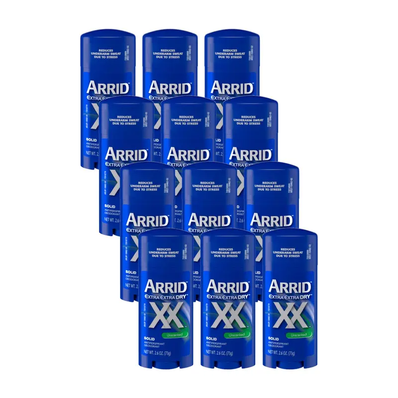 Arrid XX Extra Extra Dry – Déodorant antiperspirant solide sans parfum, lot de 12, 2,6 oz chacun