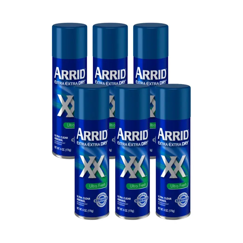 Arrid XX Extra Extra Dry Ultra Clear Déodorant Aérosol Antiperspirant Ultra Frais – Lot de 6