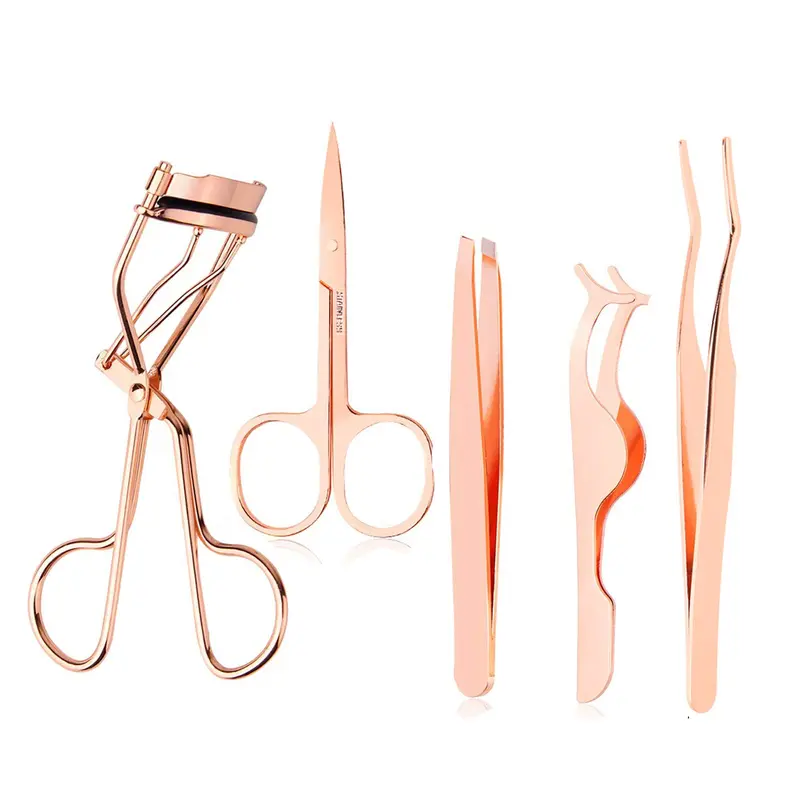 Arroyner – Ensemble 5 Pièces Outils Cils et Sourcils Rose Doré