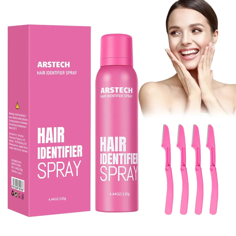 Arstech Spray Identifiant des Poils du Visage — Dermaplaning et Rasage, Kit 4 Rasoirs