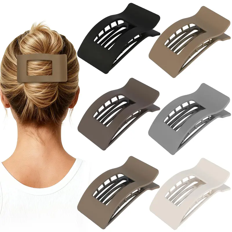 Artchita Pinces à Cheveux Plates – Lot de 6, Couleurs Mate Marron Gris, Attache Forte et Confort