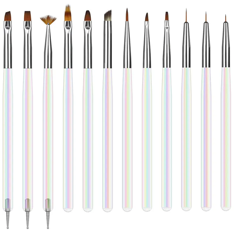 Artdone – Kit 12 Pinceaux Nail Art pour Ongles | Pinceaux Gel, Stylo Gravure et Outil Pointage
