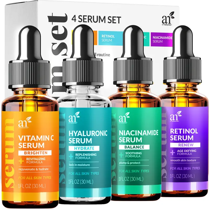Artnaturals Sérum Vitamine C Coffret 4 Pièces – Rétinol, Acide Hyaluronique & Niacinamide