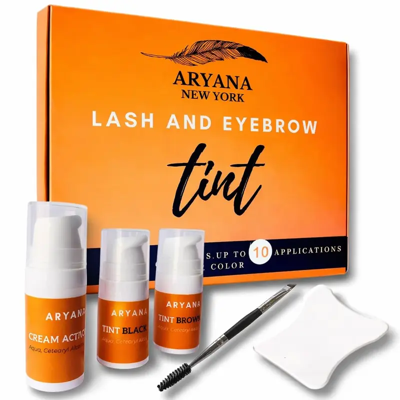 ARYANA NEW YORK Kit Cils et Sourcils – jusqu’à 10 applications – Noir & Brun + Pince à Sourcils