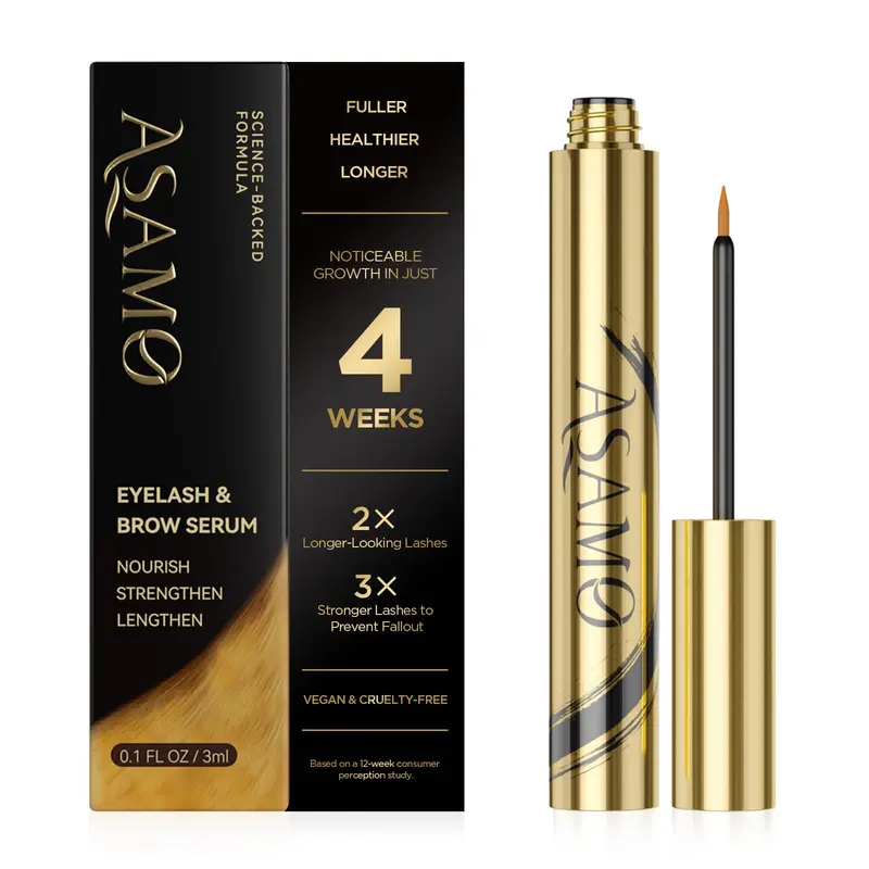 ASAMO Sérum Croissance Cils et Sourcils – 15 Extraits Végétaux, Hypoallergénique, Sans Huile, OR PUR