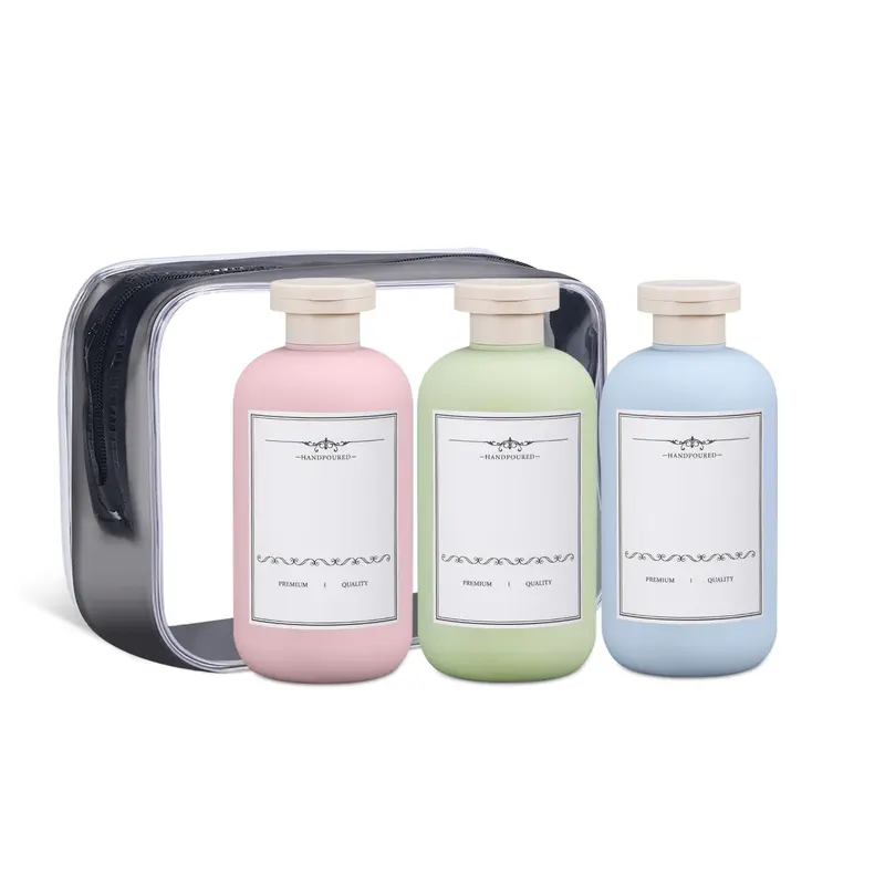 ASEVAT Bouteilles de Voyage Plastique 198 ml – Lot 3 Pièces Anti-Fuite avec Étiquettes