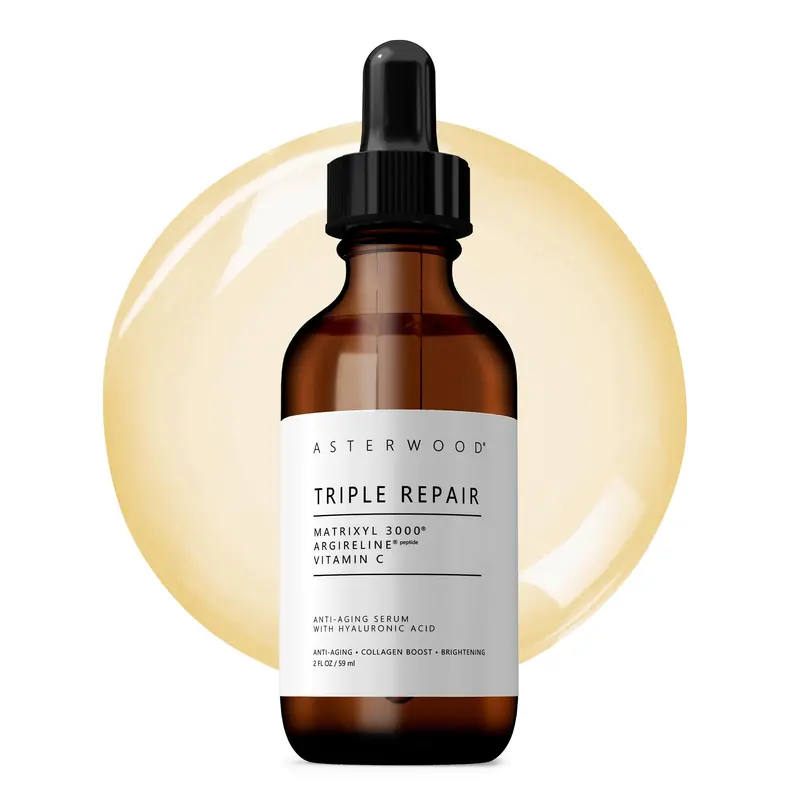 Asterwood Triple Repair Serum – Matrixyl 3000 + Argireline + Vitamine C + Acide Hyaluronique, Hydratant, Sans Parfum, 60 ml