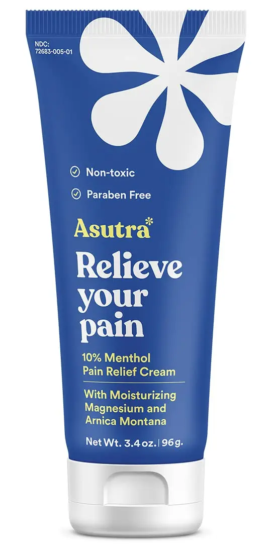 ASUTRA Crème Soulagement Douleur Musculaire 3,4 oz (100 ml) – Menthol Rafraîchissant, Magnésium Hydratant et Arnica