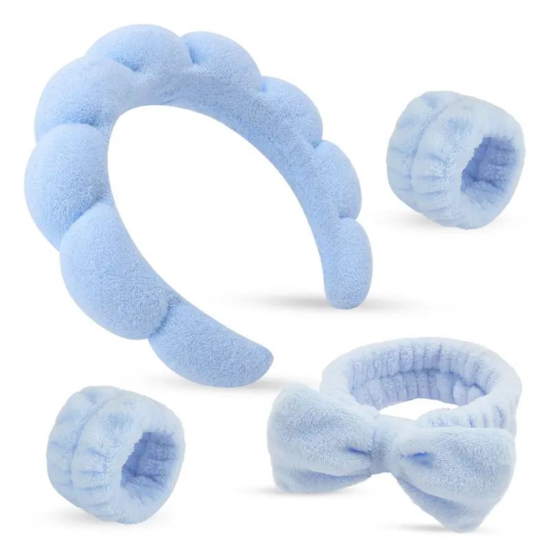 ATROCH Bandeau Spa Puffy et Bandeau Poignet Absorbant – Accessoire Soin Visage et Maquillage, Idée Cadeau