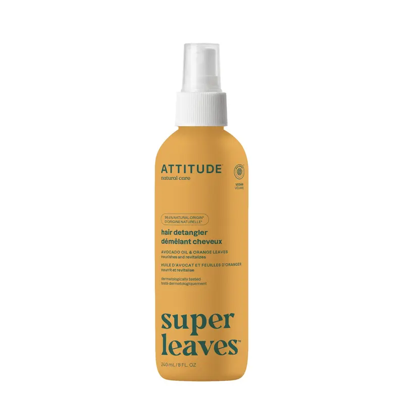 ATTITUDE Démêlant Spray – EWG Vérifié, à base de plantes, végan, sans rinçage pour cheveux lisses, Fleur d’Oranger & Eucalyptus, 236 ml
