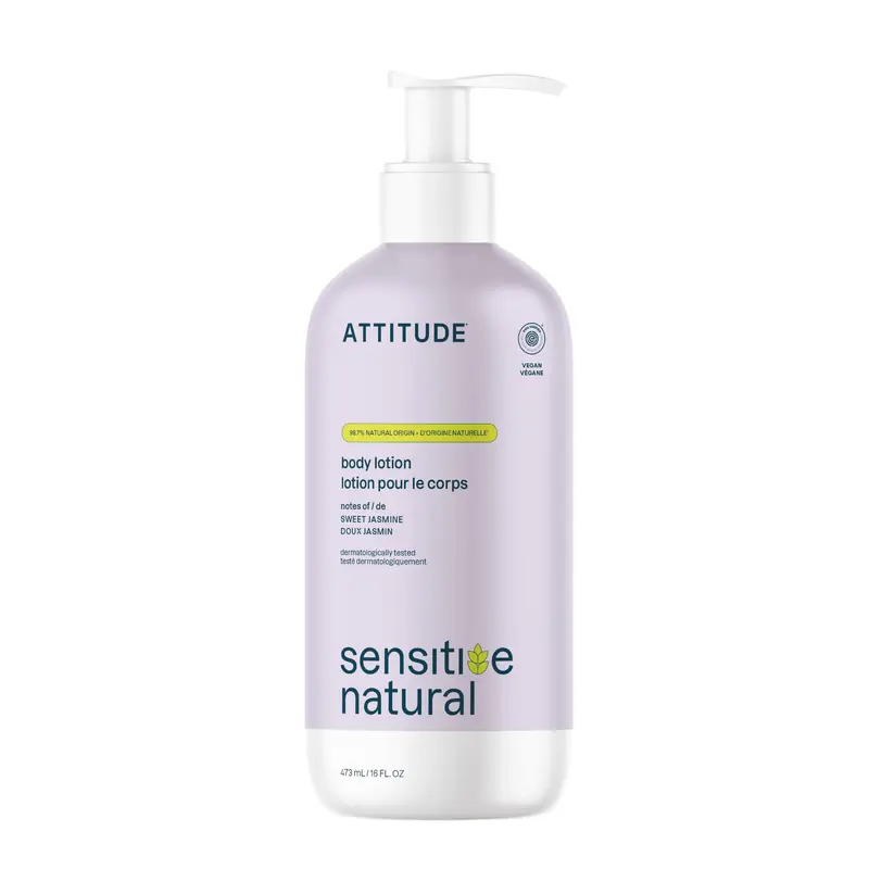 ATTITUDE Lotion Corporelle pour Peau Sensible – 98% d’Origine Naturelle, Senteur Camomille Jasmin Vanille