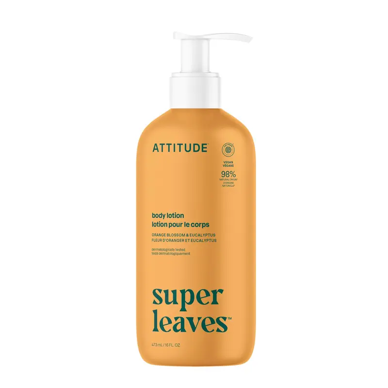 ATTITUDE Lotion Corps – Hydratation légère et végan, EWG Vérifiée, parfum Fleur d’Oranger et Eucalyptus, 16 oz