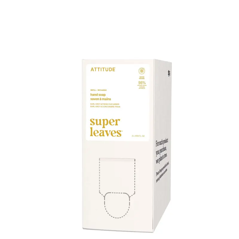 ATTITUDE Savon liquide pour les mains – EWG Vérifié, vegan, parfum Feuilles de Citron, 67,6 oz (≈ 2 L)