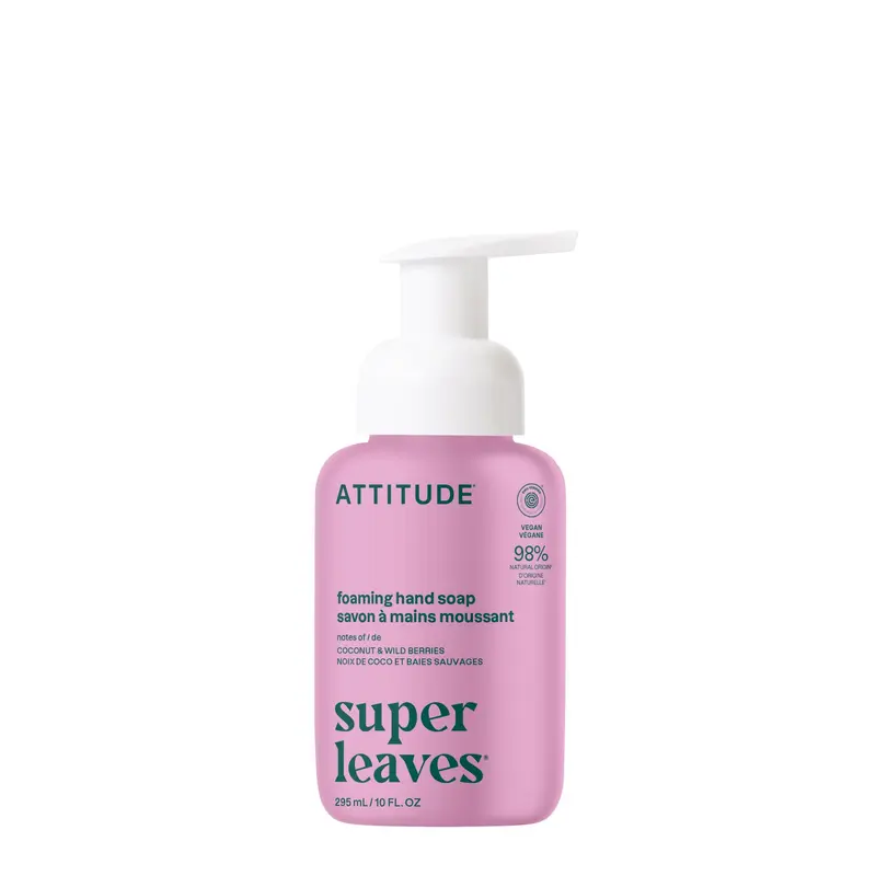 ATTITUDE Savon Moussant pour les Mains – EWG Vérifié – Ingrédients Végane et Minéraux – Coco & Baies Sauvages – 10 oz