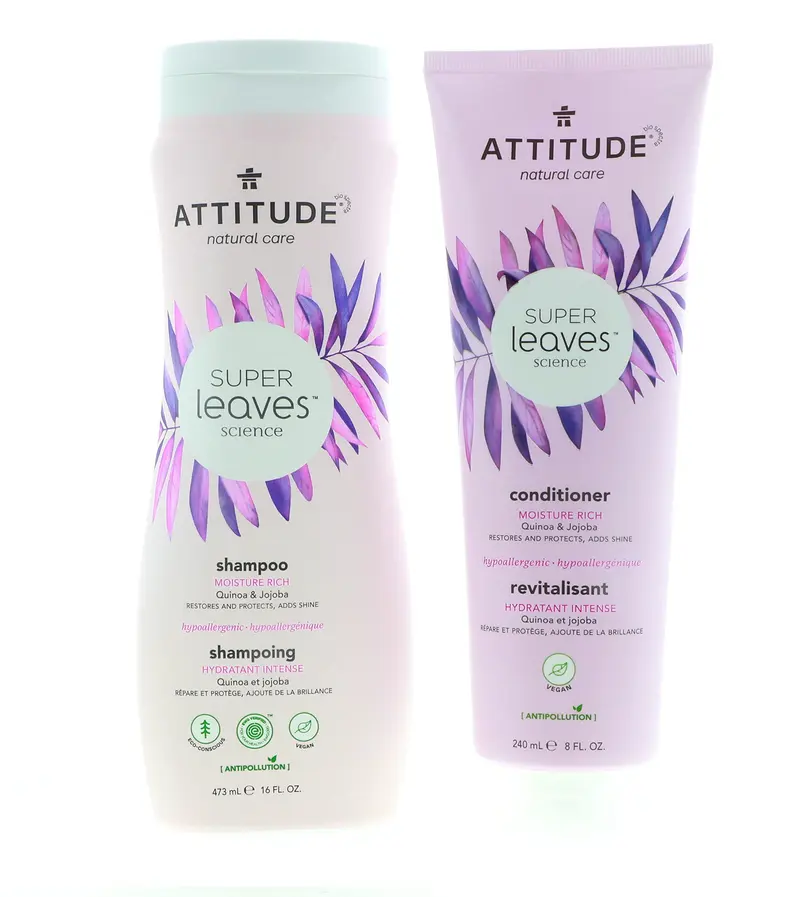 ATTITUDE Super Leaves – Shampoing et Après-Shampoing Hydratants 16 oz + 8 oz